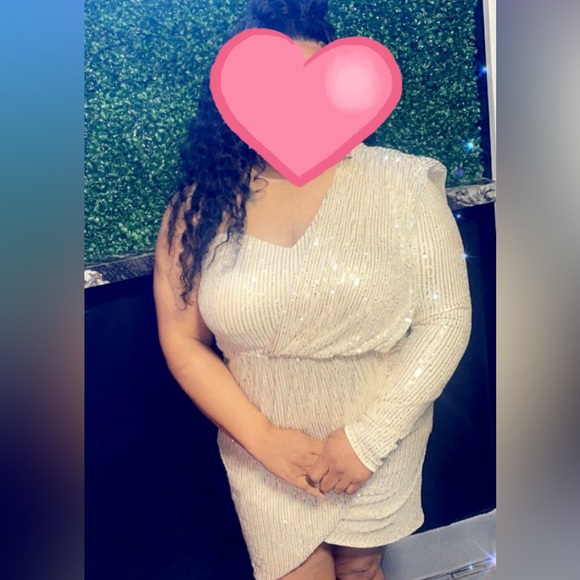 Mesh one shoulder sequins wrap dress - Picture 10 of 10